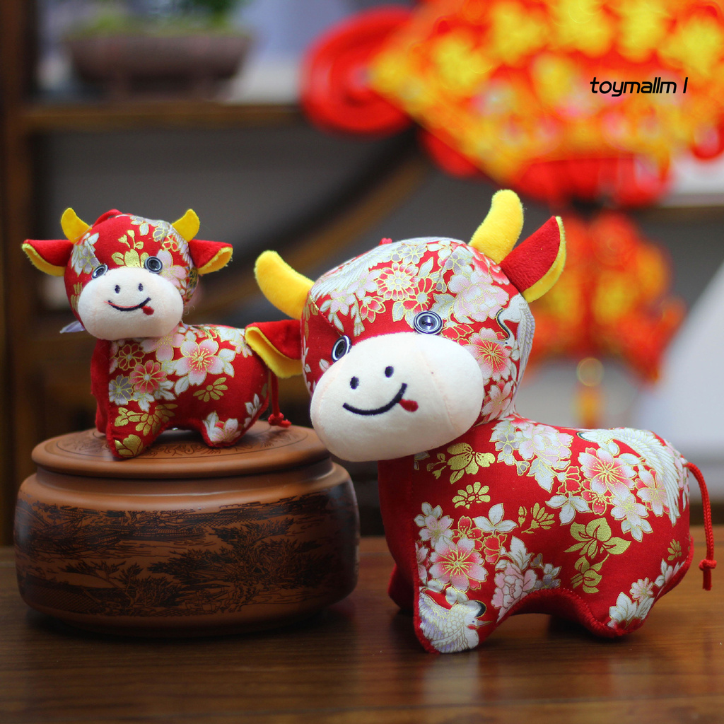 toymall Cartoon Cow Plush Toy Kids Mascot Doll Home Party Gift Coffee Shop Ornament