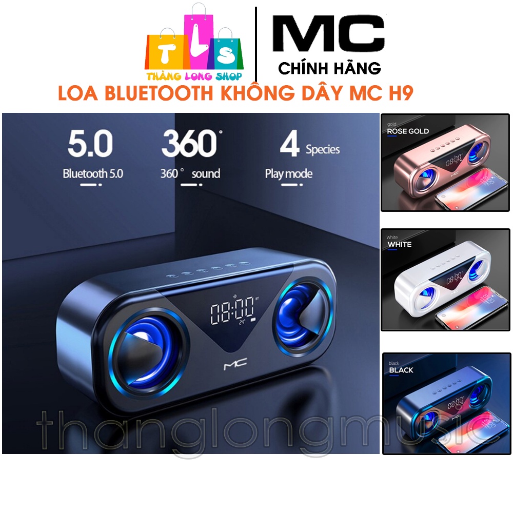 [Chính hãng] MC H9 - Loa Bluetooth không dây, Màn hình LED, âm thanh nổi, Hỗ trợ Thẻ TF AUX USB Báo thức thông minh