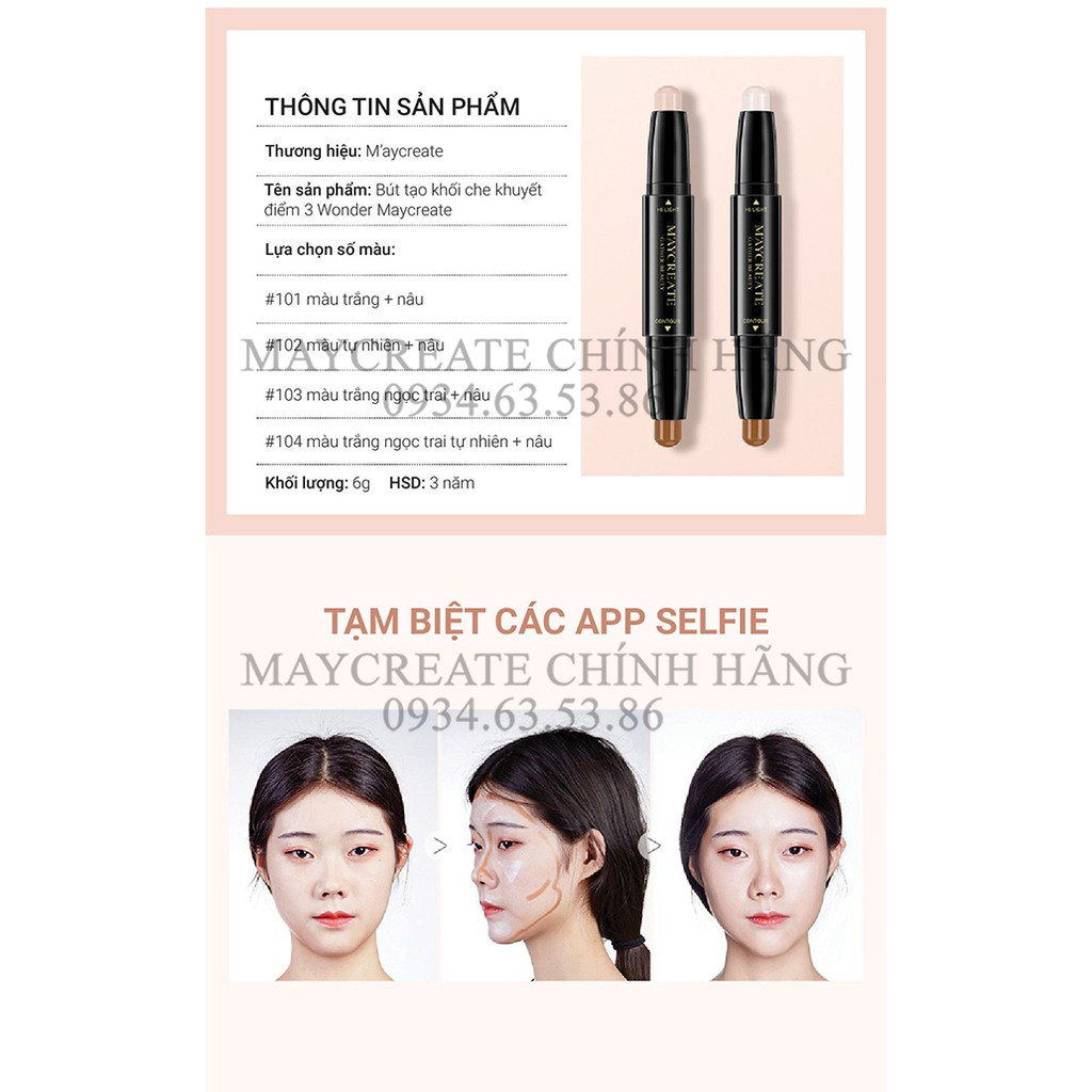 Bút Tạo Khối Makeup Che Khuyết Điểm Maycreate Hàng Nội Địa Trung.