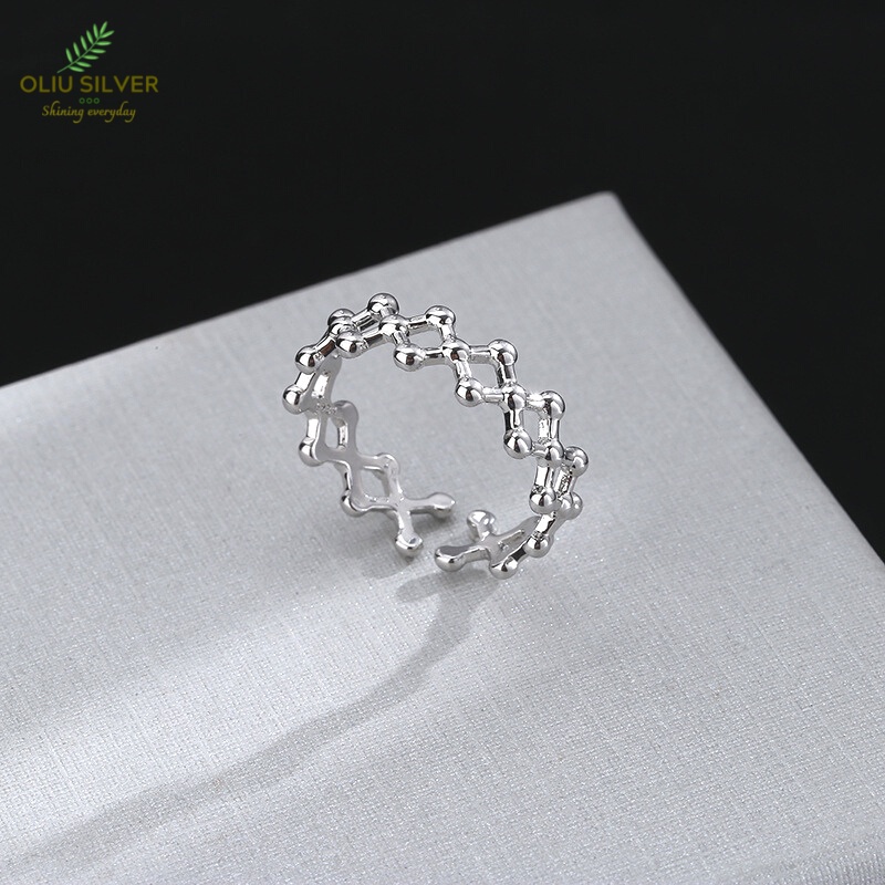 Nhẫn Bạc S925 Lưới Hình Học Weaving Trẻ Trung Cá Tính | Khuyên Tai Nữ Trang Sức Bạc Thời Trang