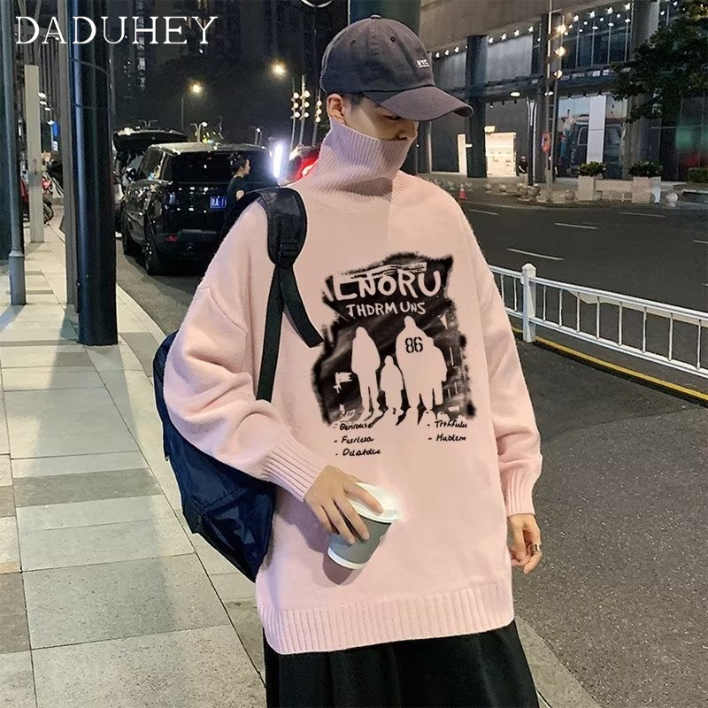 DaDuHey Ins Fashionable Printed Sweater Men's Autumn Korean-Style Fashionable Loose  Long Sleeve Top