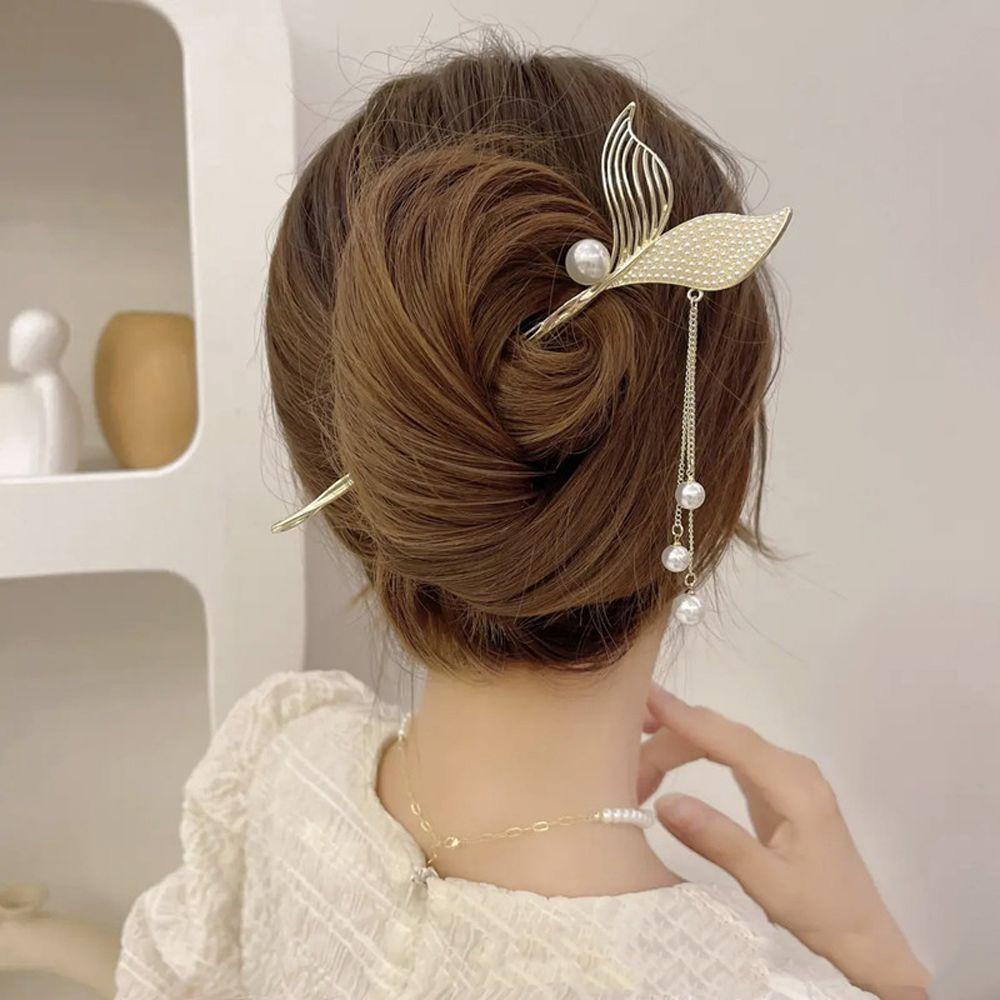 Trâm Cài Tóc Đuôi Cá Đính Ngọc Trai Phong Cách Trung Hoa Cổ Điển Dành Cho Cô Dâu