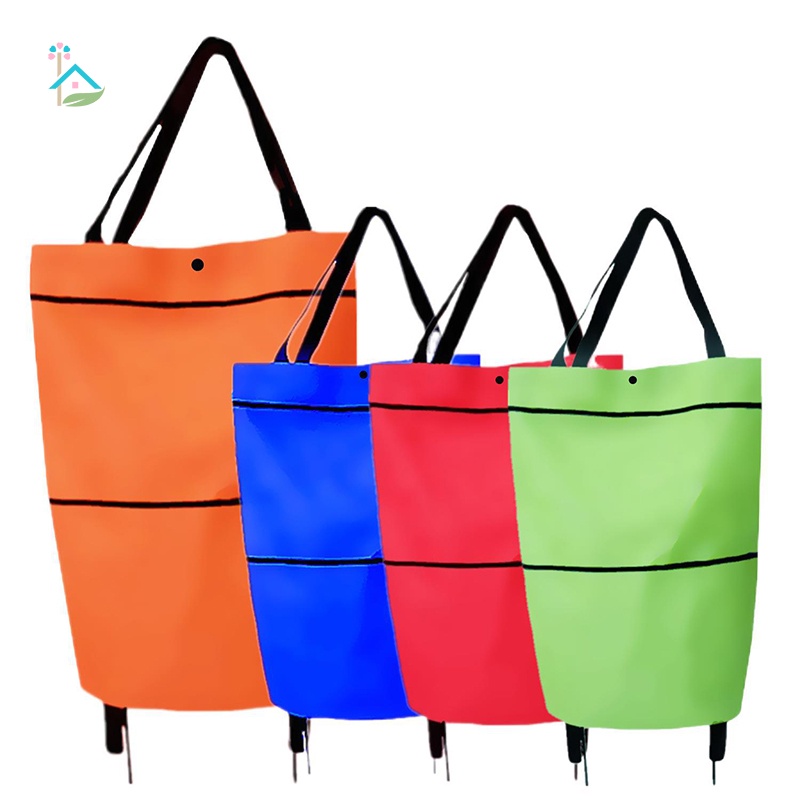Túi Mua Sắm 2 Trong 1 Có Bánh Xe Kéo Và Gấp Gọn Tiện Dụng