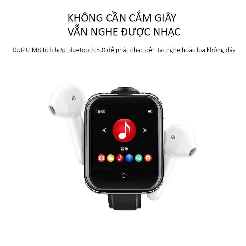 Máy Nghe Nhạc Smart Watch MP3 Màn Hình Cảm Ứng Bluetooth Ruizu M8 Bộ Nhớ Trong 8GB