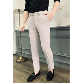 Quần tây nam (màu kem), dáng côn, vải cotton đẹp, chất co giãn cao cấp, phong cách công sở lịch lãm