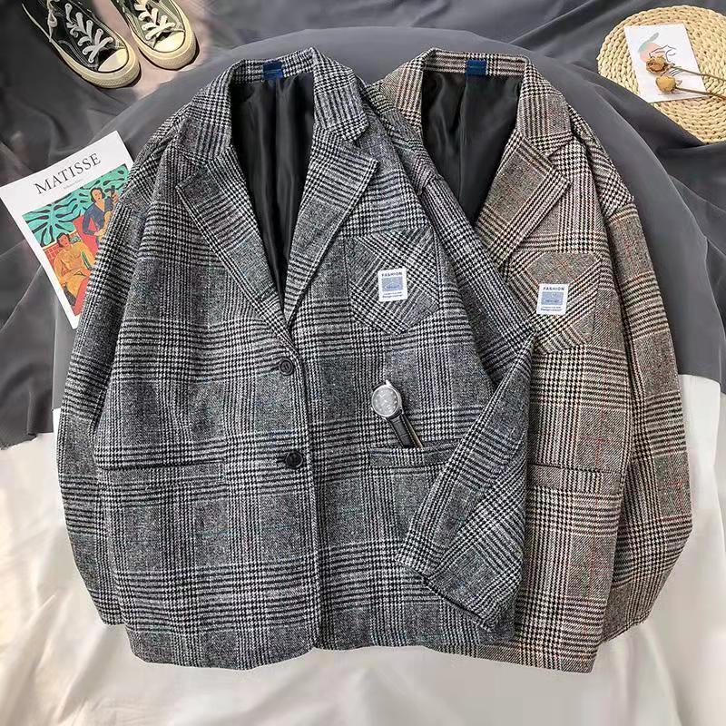 Áo Khoác Vest Kẻ Sọc Ca Rô Thời Trang Thu Đông Phong Cách Hàn Quốc Mới Cho Nam