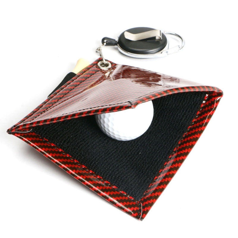 Khăn Lau Đầu Gậy Đánh Golf Mini Hình Vuông Bằng PU Chống Nước Có Móc Thu Gọn Được