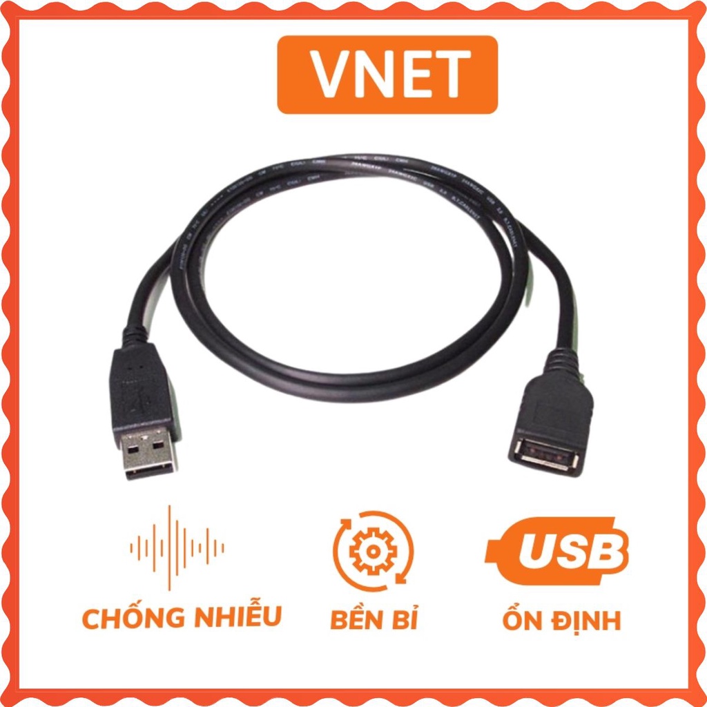 Dây cáp USB nối dài 1.5M 3M 5M màu đen dùng để nối dài cắm USB mới VNET