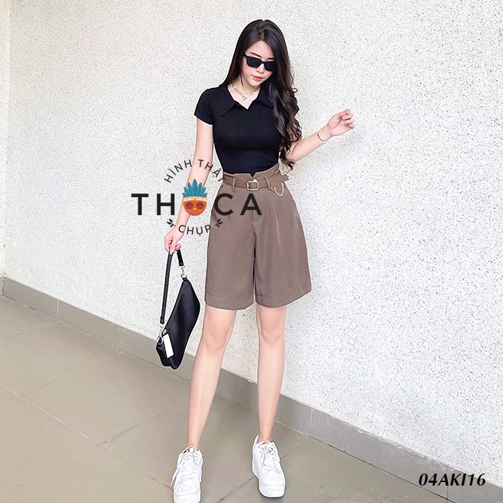 Áo thun croptop polo tay ngắn trơn trắng, đen, nâu THOCA HOUSE đơn giản dễ phối đồ, trẻ trung năng động | BigBuy360 - bigbuy360.vn