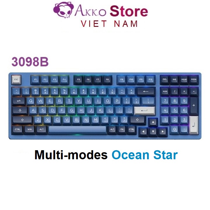 Bàn phím cơ AKKO 3098B Multi-modes Ocean Star ( Hotswap / Foam tiêu âm / Foam đáy / AKKO CS Jelly sw)