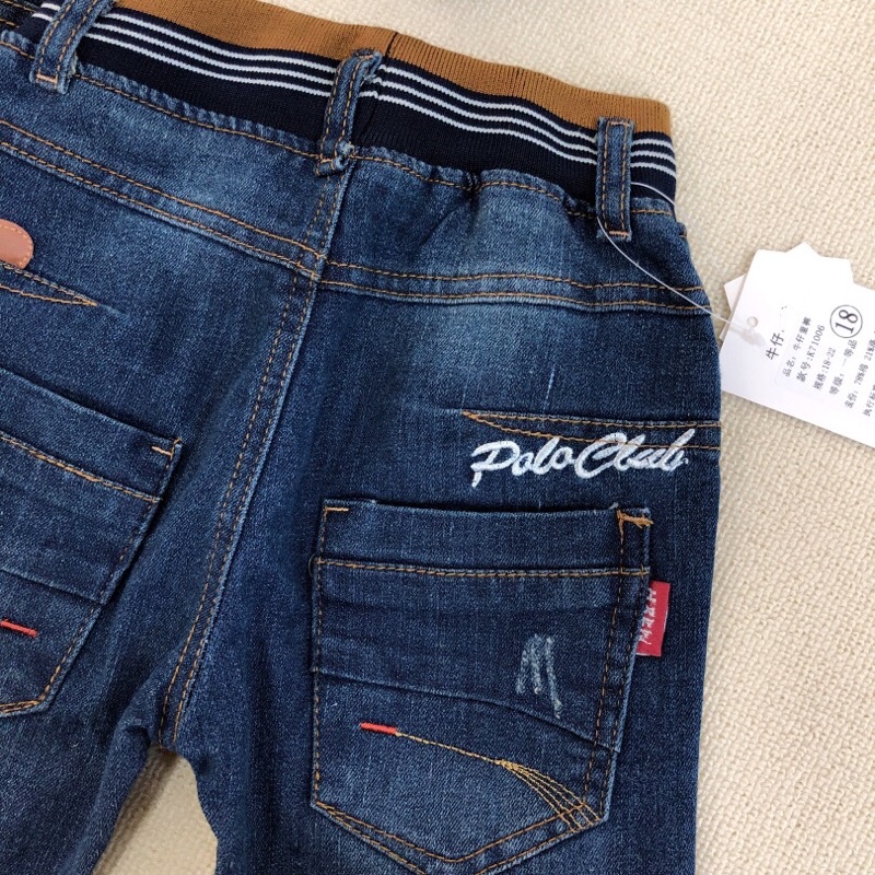 Quần bò trẻ em Polo 6-12 tuổi  Quần Jean bé trai denim cạp chun 1221