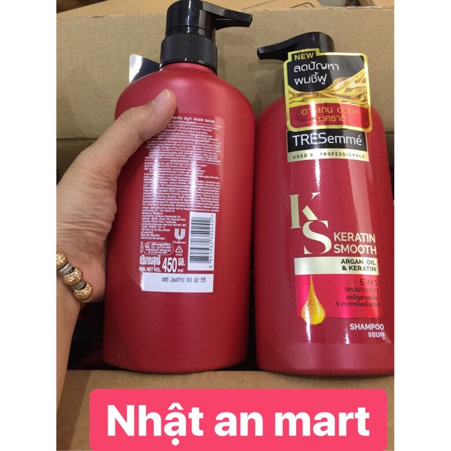 Combo 2 chai dầu gội Tresemme Keratin Smooth bổ sung tinh dầu Argan 400ml, Thái Lan - Tặng một comfor thái