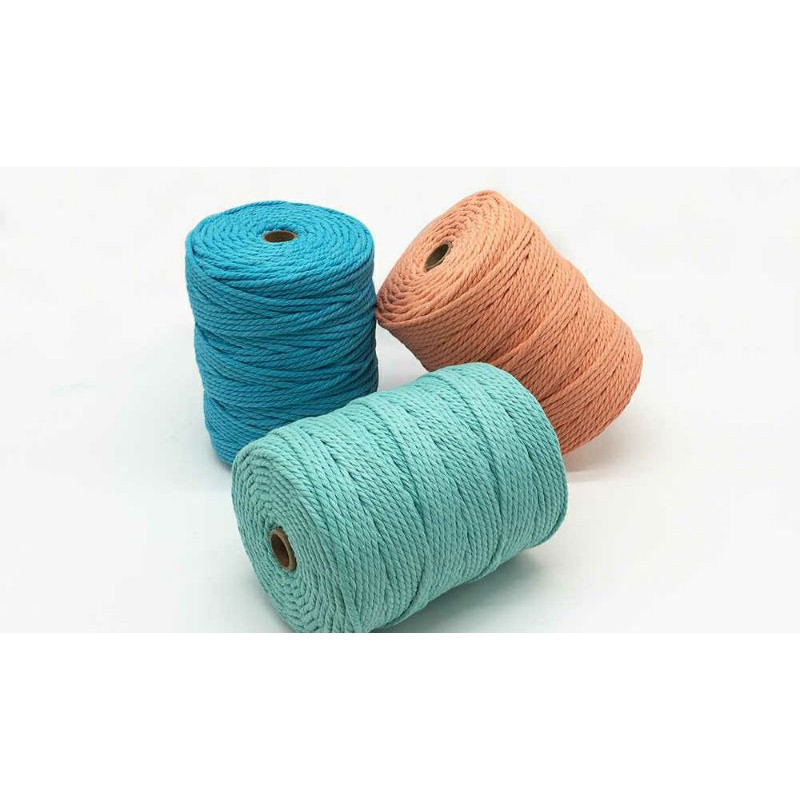 Dây thừng cotton màu se macrame 3 xoắn thắt Macrame size 3mm,5mm