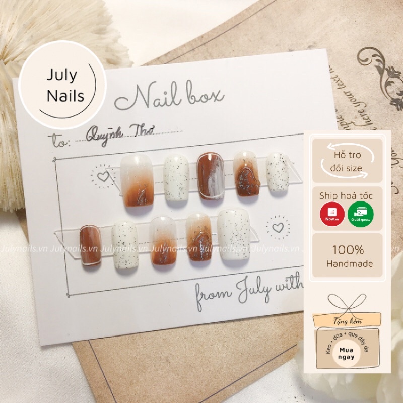 Nail Box Thiết Kế Dễ Thương móng úp ngắn kèm keo và dũa julynails.vn nb064