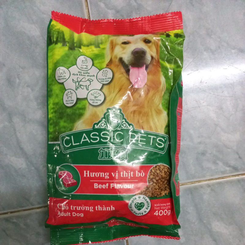 Thức Ăn Khô Dạng Hạt Cho Chó Trưởng Thành Classic Pets Vị Thịt Bò 400g