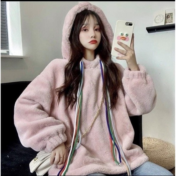 Áo khoác nỉ hoodie nữ trơn unisex form rộng mặc đôi đẹp giá rẻ G64 | BigBuy360 - bigbuy360.vn