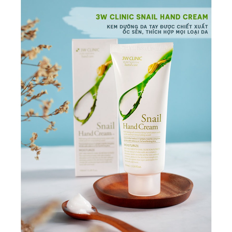 Kem Dưỡng Da Tay Ốc Sên 3W Clinic Snail Hand Cream 100ml