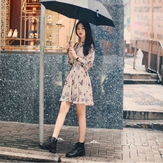 Đầm Voan Hoa Dài Tay Thời Trang Mùa Hè Xinh Xắn