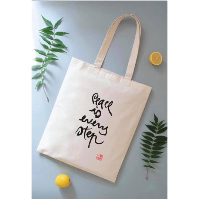 Túi Canvas Làng Mai 5 mẫu thư pháp - sư ông Thích Nhất Hạnh