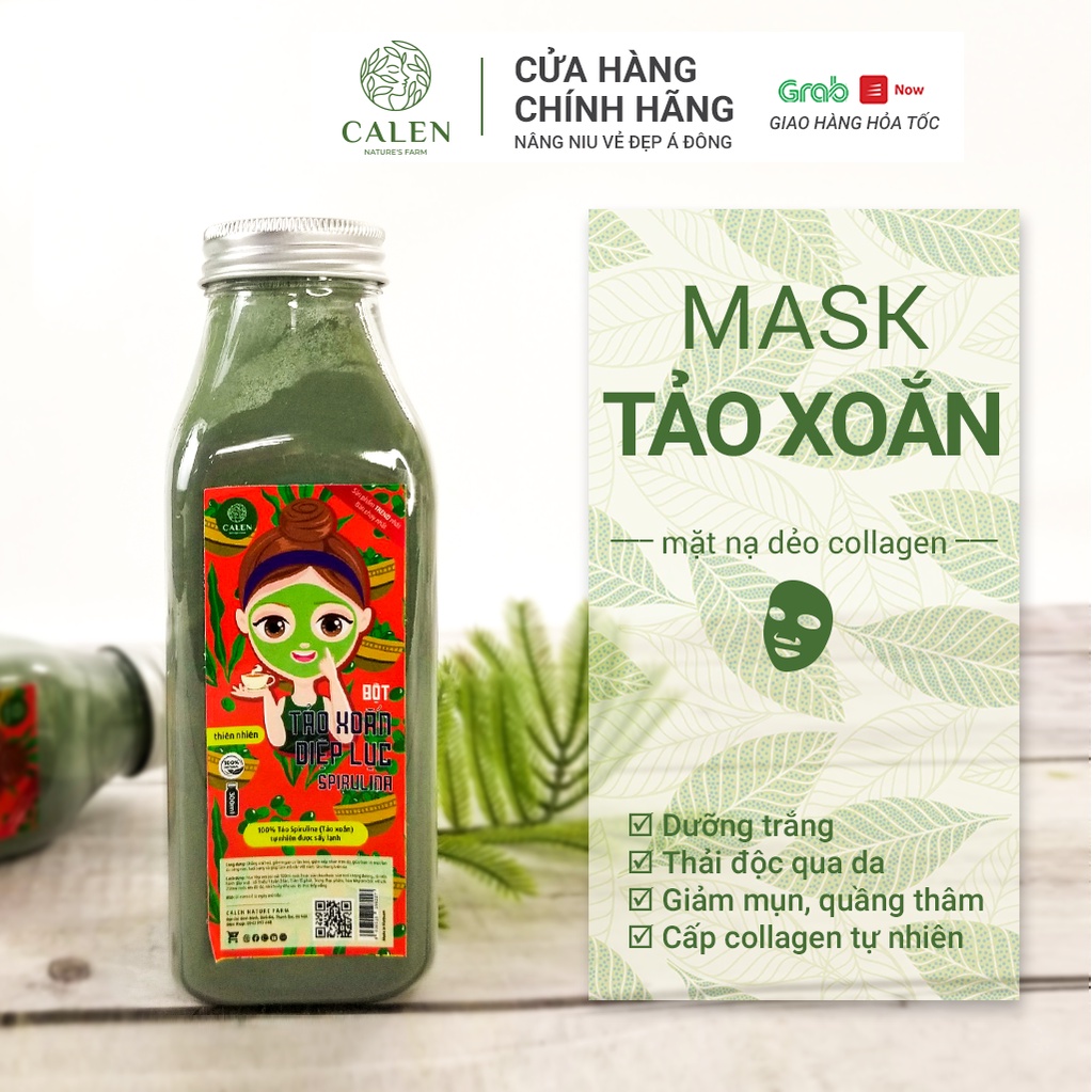 Bột mặt nạ dẻo tảo xoắn diệp lục Calen chuyên đắp mặt dưỡng trắng chống lão hóa da