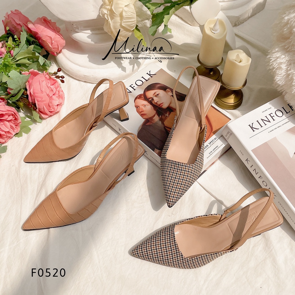 GIÀY CAO GÓT NỮ SLINGBACK GÓT NHỌN 6P BÍT MŨI HẬU THUN M02 F0520