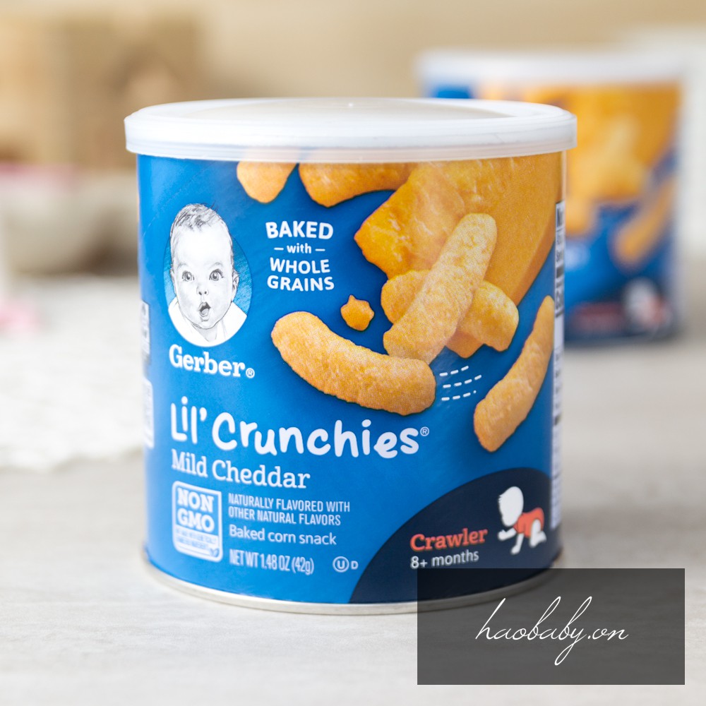 [Đồ ăn dặm cho bé] Bánh Gerber Lil' Crunchies phô mai dạng que, Gẻber lùn cho bé từ 8 tháng tuổi