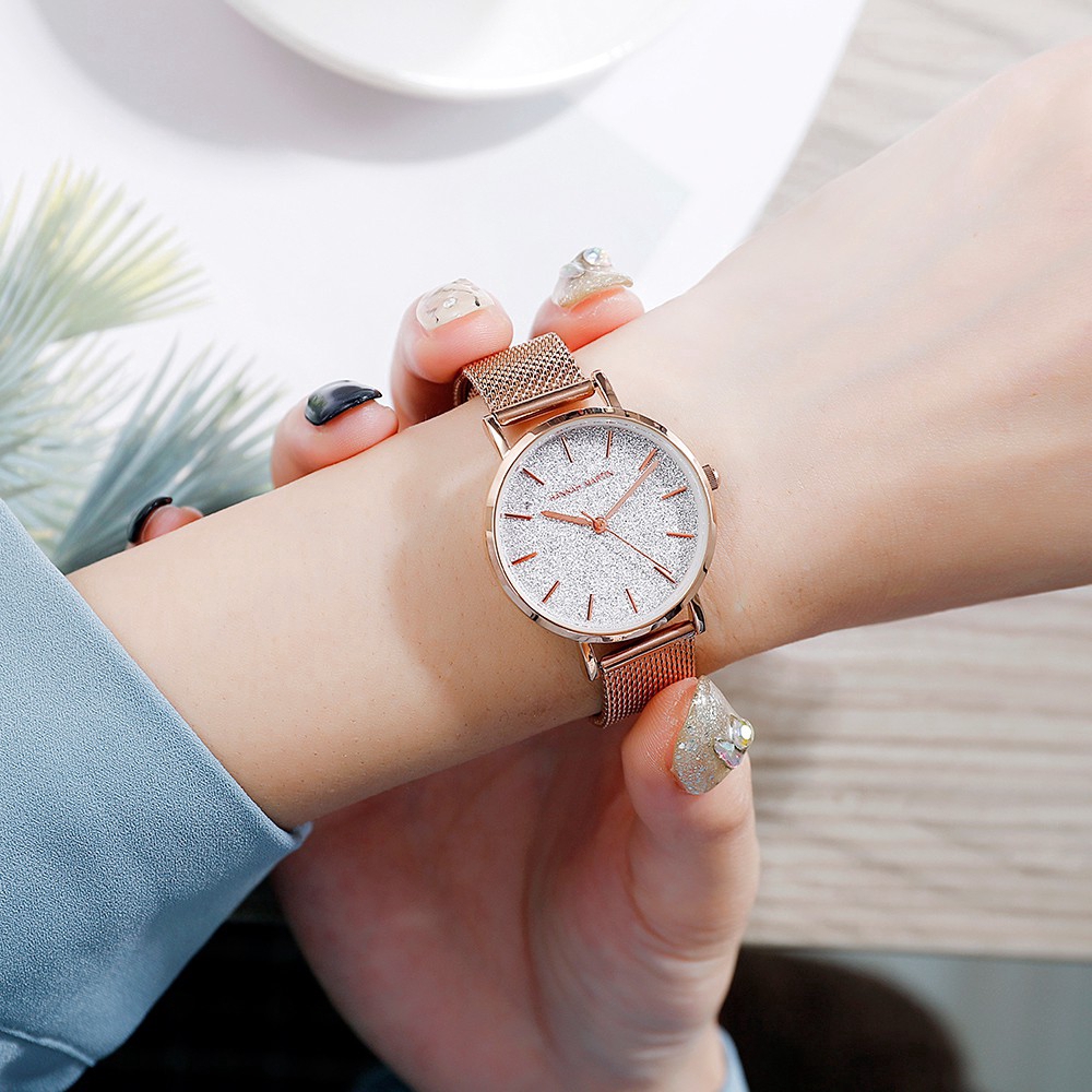 Đồng hồ nữ Hannah Martin 100% Original Women's Watches Fashion Free Box Casual Waterproof Analog Quartz Stainless steel Strap mesh Girl Leather Watch COD Chronograph Aktif ladies Wrist watches Gift Birthday 1323