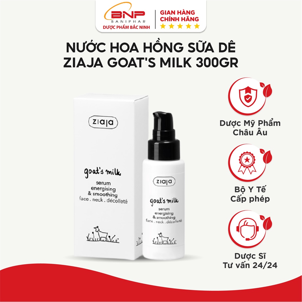 Serum dưỡng da tinh chất sữa dê dưỡng ẩm, trắng da Ziaja Goat's Milk Serum Energising & Smoothing 50ml