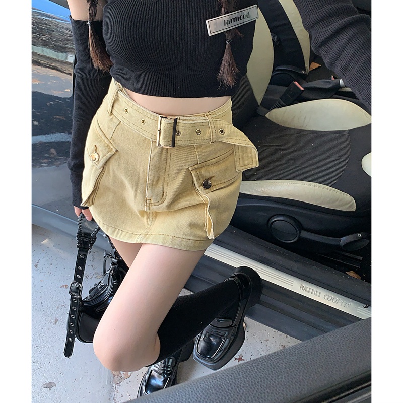 Chân Váy Denim Lưng Cao Dáng Chữ a Thời Trang Mùa Hè Quyến Rũ Cho Nữ