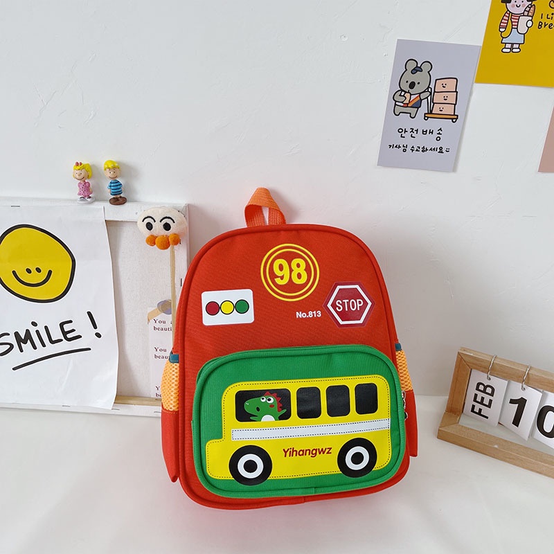 Balo trẻ em, balo cho bé đi học mẫu giáo mầm non hình ô tô xinh xắn chất liệu cao cấp BinBoKids
