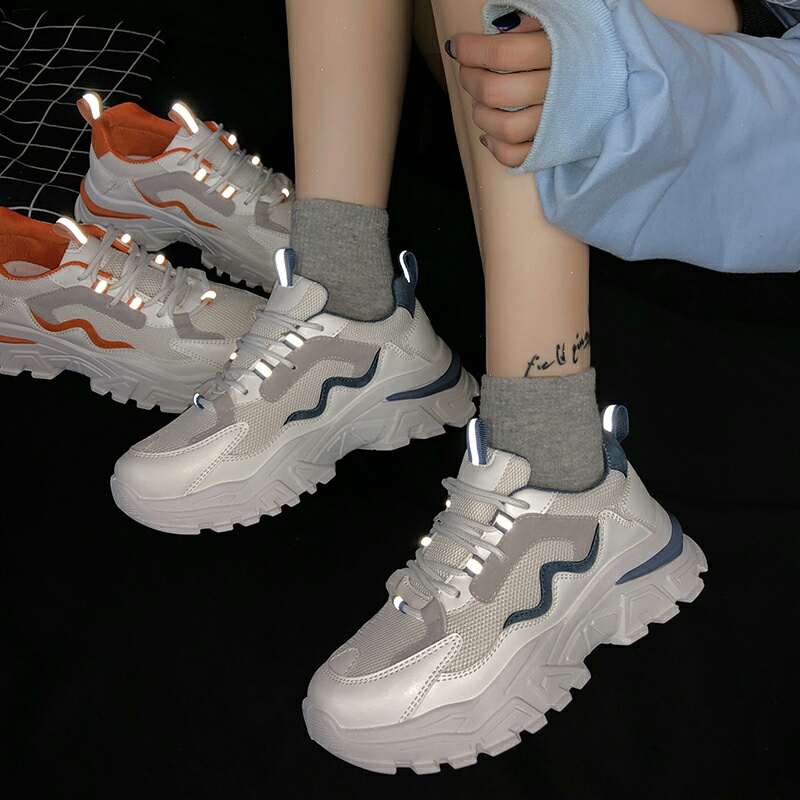 HÀNG MỚI VỀ - ẢNH VÀ VIDEO THẬT  Giày thể thao sneaker nữ ULZZANG có phản quang đế mới phối da lộn