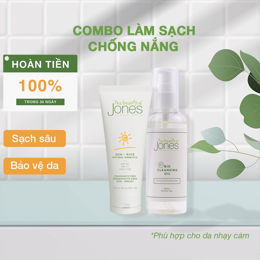 Combo làm sạch và chống nắng cho da dầu The Beauty of Jones