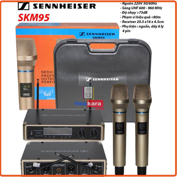 [ Bán chạy] 🎤⚡Micro không dây SENNHEISER SKM-95, Đầu thu nhỏ gọn, Sóng UHF, Karoake hay, hát nhẹ