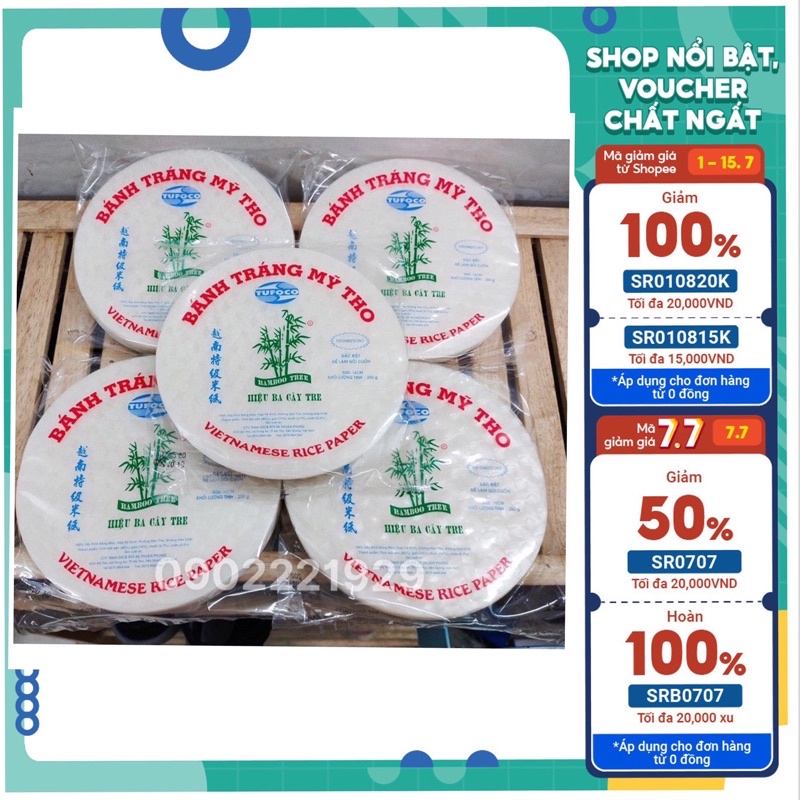 COMBO 5 gói bánh tráng 3 CÂY TRE 22cm tròn 250g