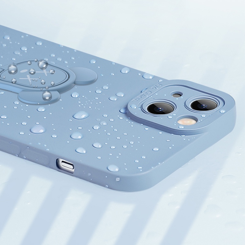 Ốp điện thoại viền thẳng in hình Kaws đơn giản có giá đỡ thích hợp cho iPhone 13 12 11 Pro Max XS Max XR X 8 7 Plus