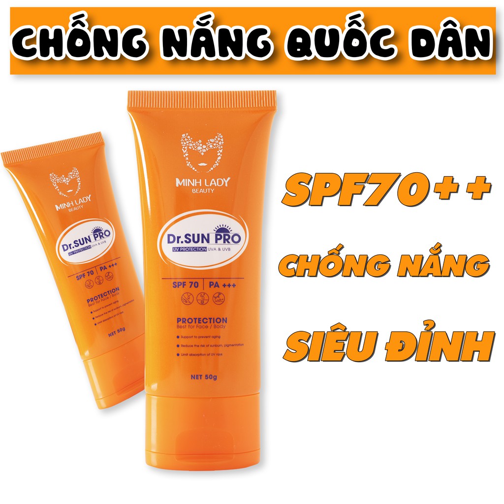 Kem Chống Nắng QUỐC DÂN SPF 70+ - Dưỡng trắng - Nâng tông da DR SUN PRO