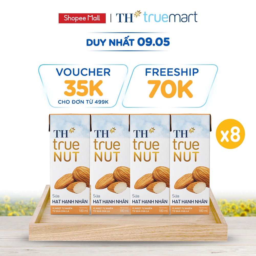 8 Lốc sữa hạt hạnh nhân TH True Nut 180ml (180ml x 4 hộp)