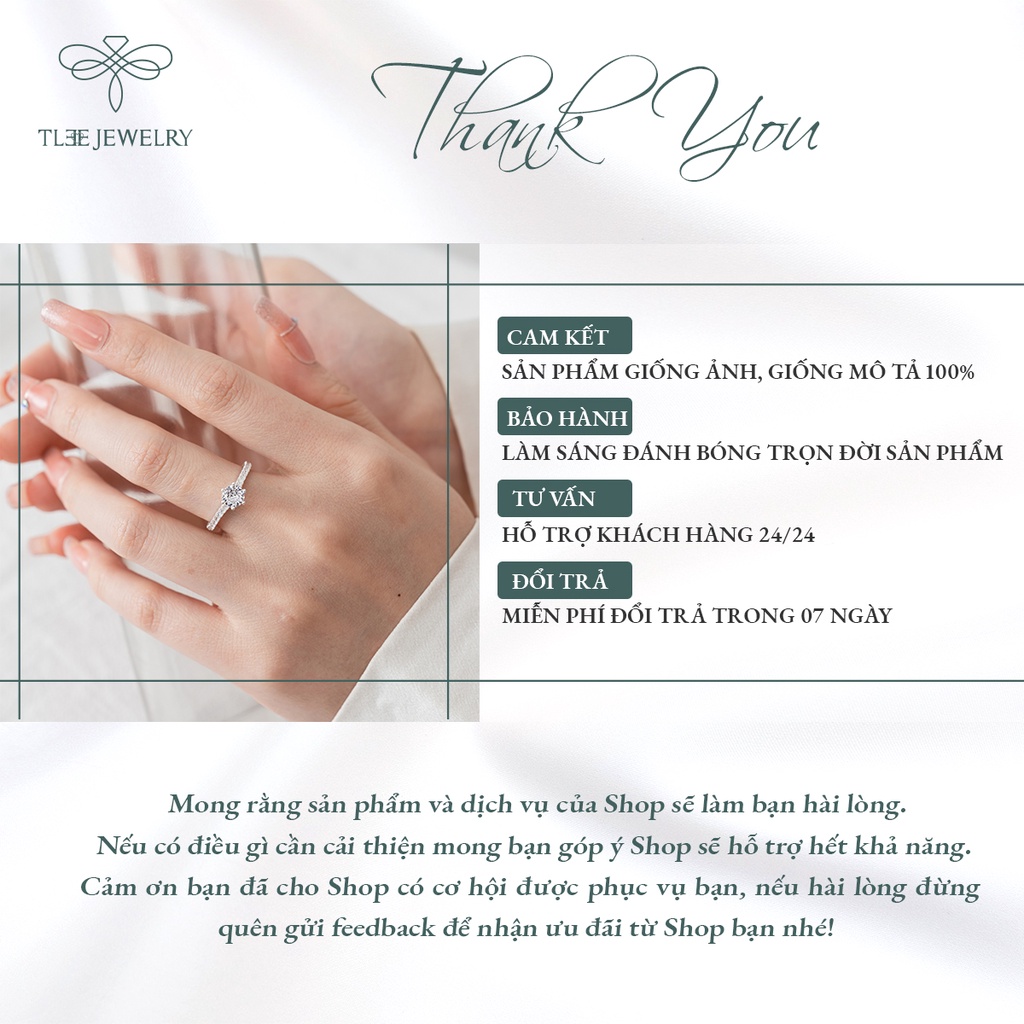 Nhẫn bạc nữ TLEE ổ đá 6 chấu phồi viền lấp lánh nữ tính NCJ A0190