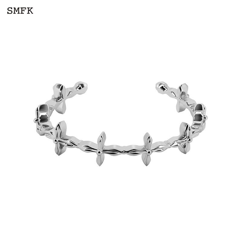 Vòng Tay Bạc Dạng Hở Mặt Thánh Giá Đơn Giản Thời Trang Cho Nữ Jb010s