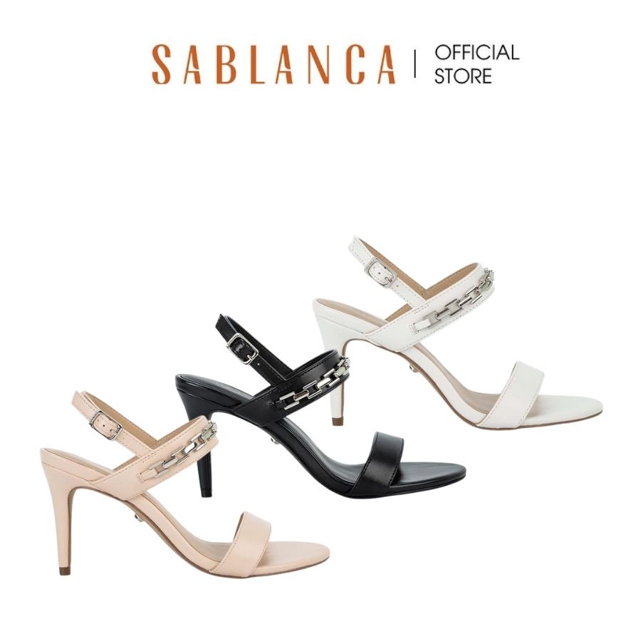 Giày sandal nữ cao gót phối dây xích kim loại Sablanca SN0152
