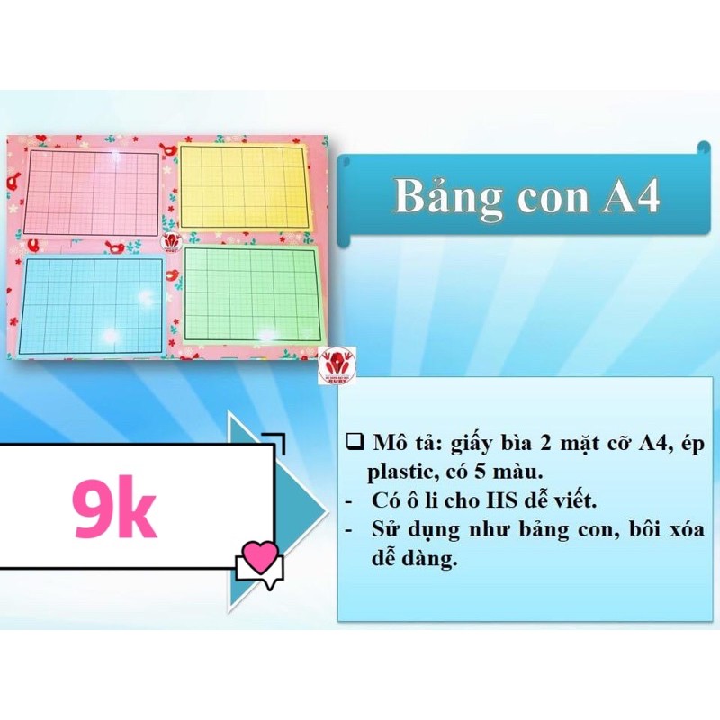 Bảng con A4 - Đồ dùng dạy học Ruby