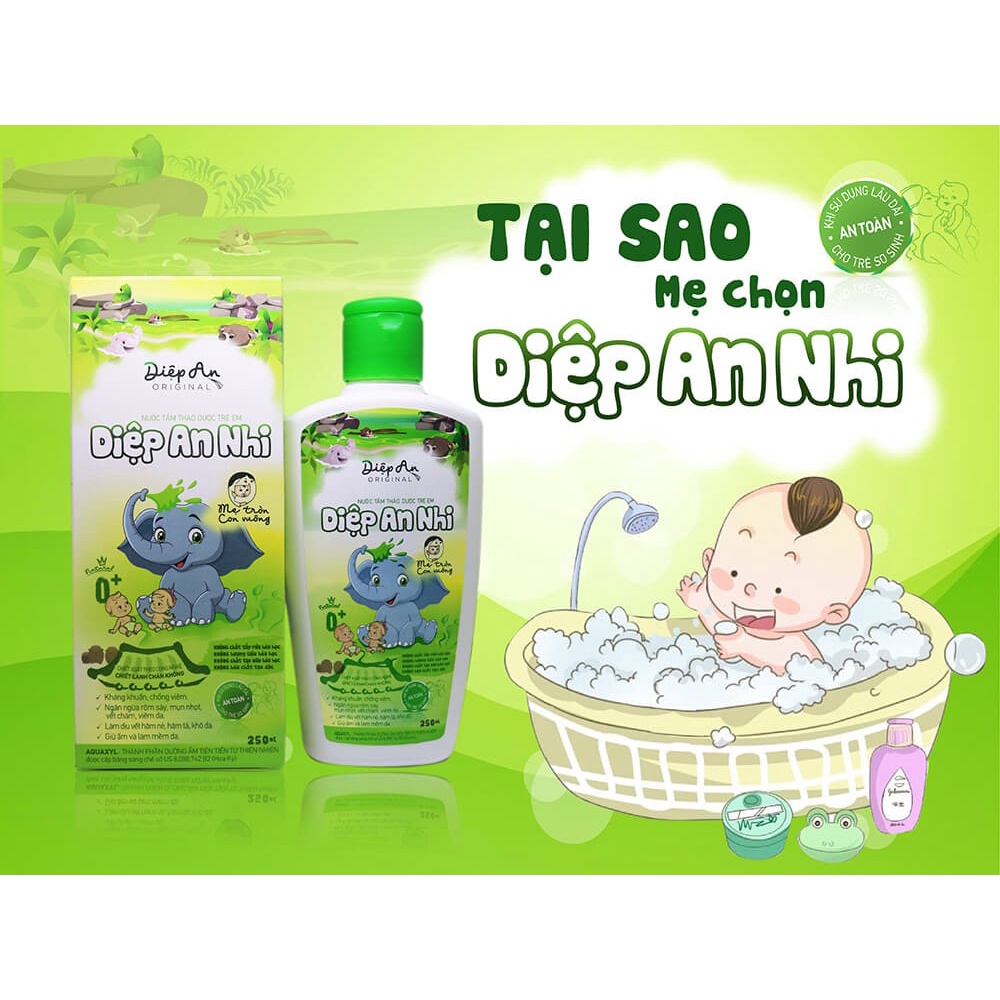 Nước tắm thảo dược Diệp An Nhi 250ml dùng được cho trẻ sơ sinh