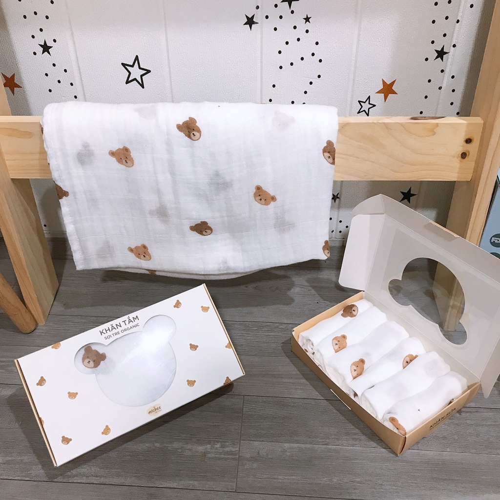 Khăn tắm sợi tre organic mochee 1mx1m2 siêu mềm