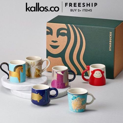 Bộ Ly Starbucks Curtis Kulig, Cherry Blossom, Black, Wordmark, Green Siren, Cream, KakaoFriends Mug - Kallos Vietnam