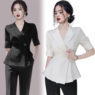 Bộ áo cổ v xếp ly quần Tây công sở bigsize
