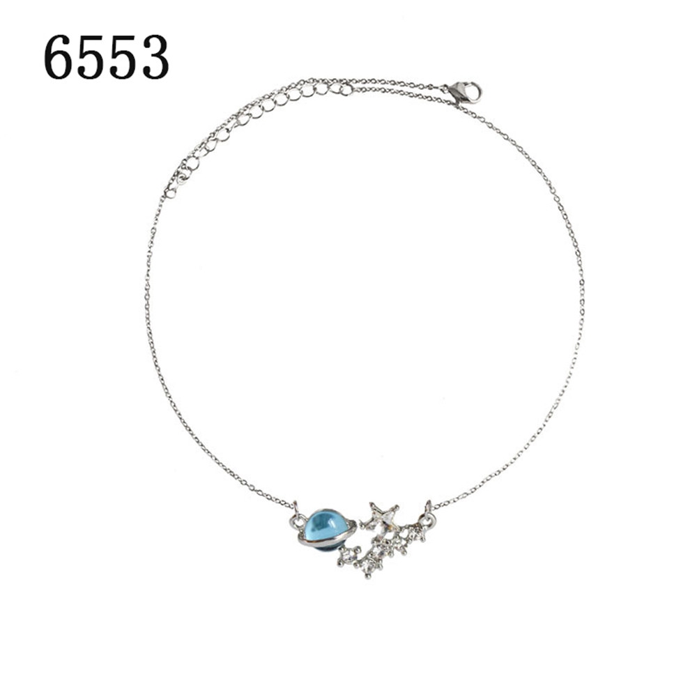 Fashion Blue Glass Fantasy Planet Aurora Planet Pendant Necklace Women Girl jewelry