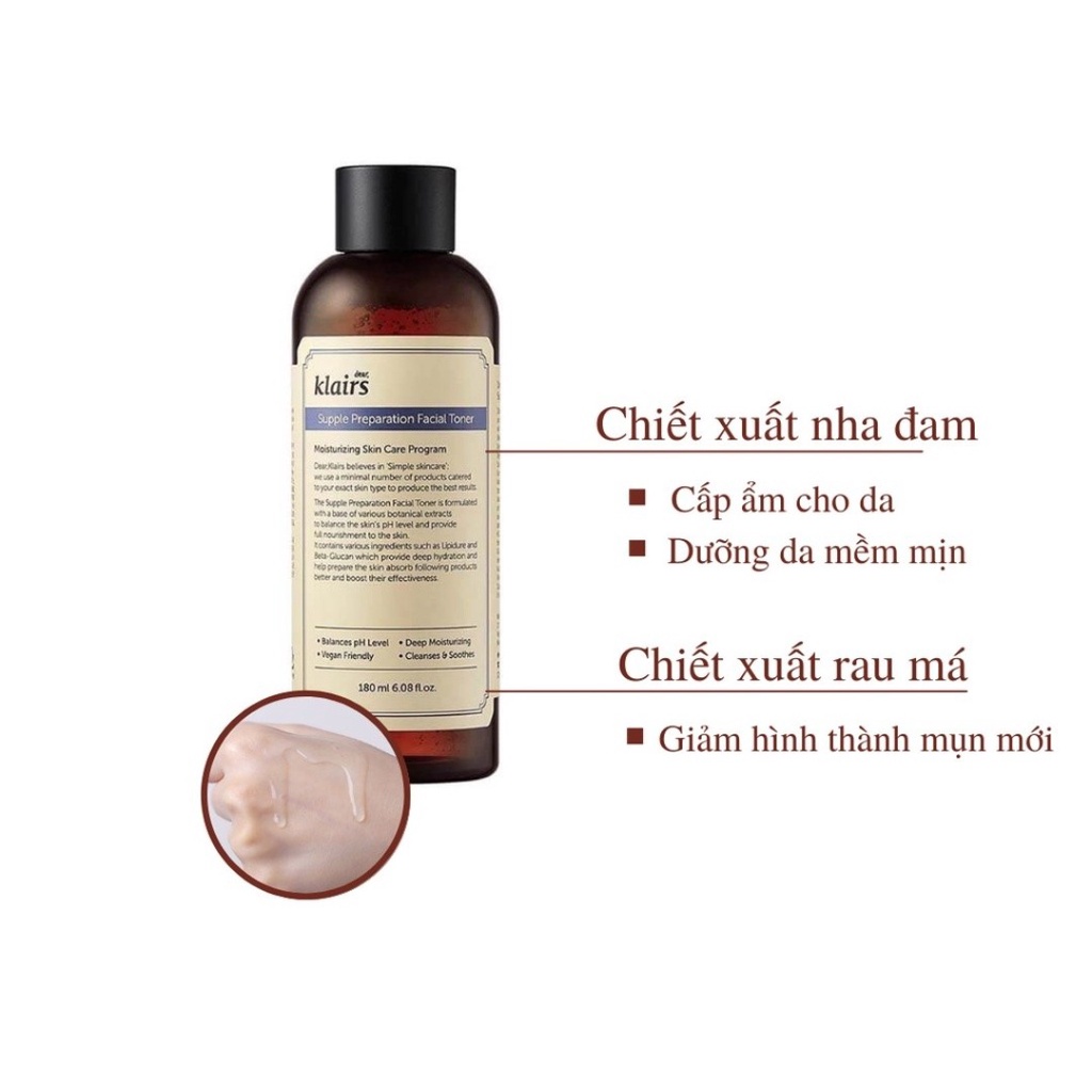Nước Hoa Hồng Dear Klairs Supple Preparation Facial Toner 180ml