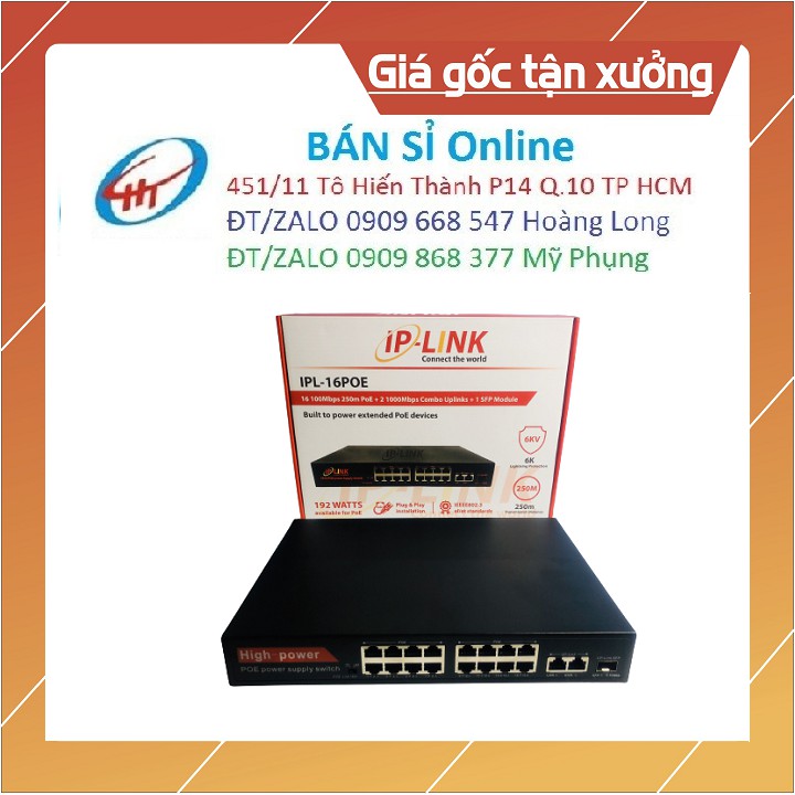 3 Switch chia mạng POE 16 Port IP-Link + 2 Uplink 100/1000 Mbps - Switch 16 Port IPL - SP001390