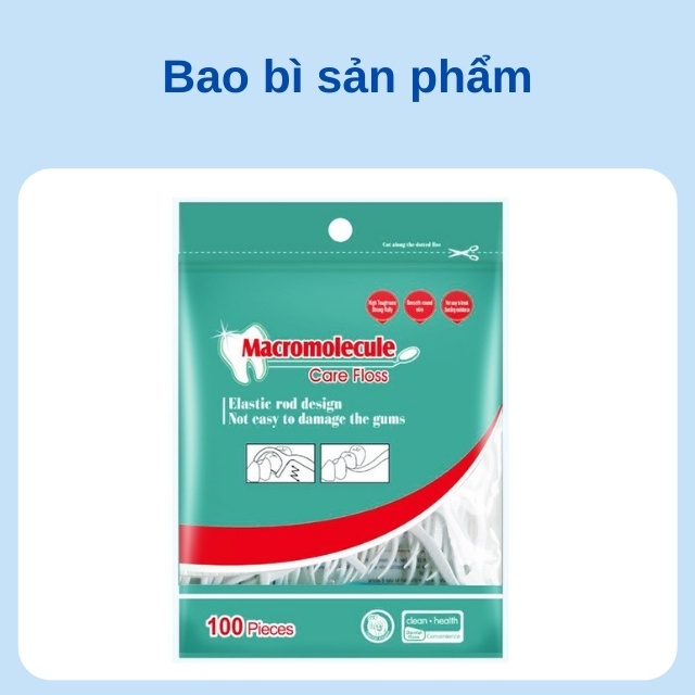 Tăm Chỉ Nha Khoa Tăm Chỉ Kháng Khuẩn Sợi Chỉ Mảnh Dai Đàn Hồi Chịu Lực Tốt Gói 100 Chiếc