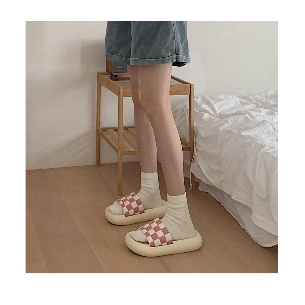 Dép quai ngang nam nữ kẻ ô cờ trendy - US721